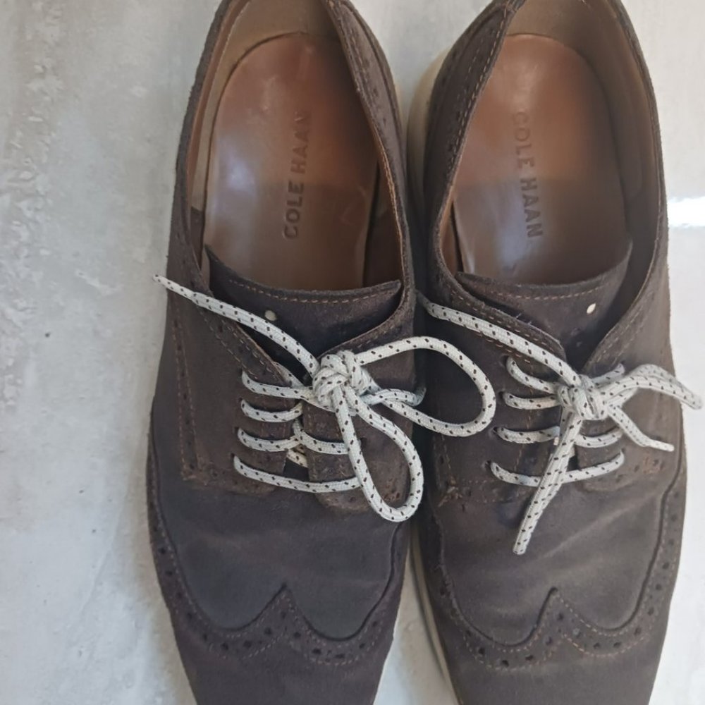 Cole Haan Lunargrand Oxford Wingtip Suede Shoes Brown Men's 11 (US)